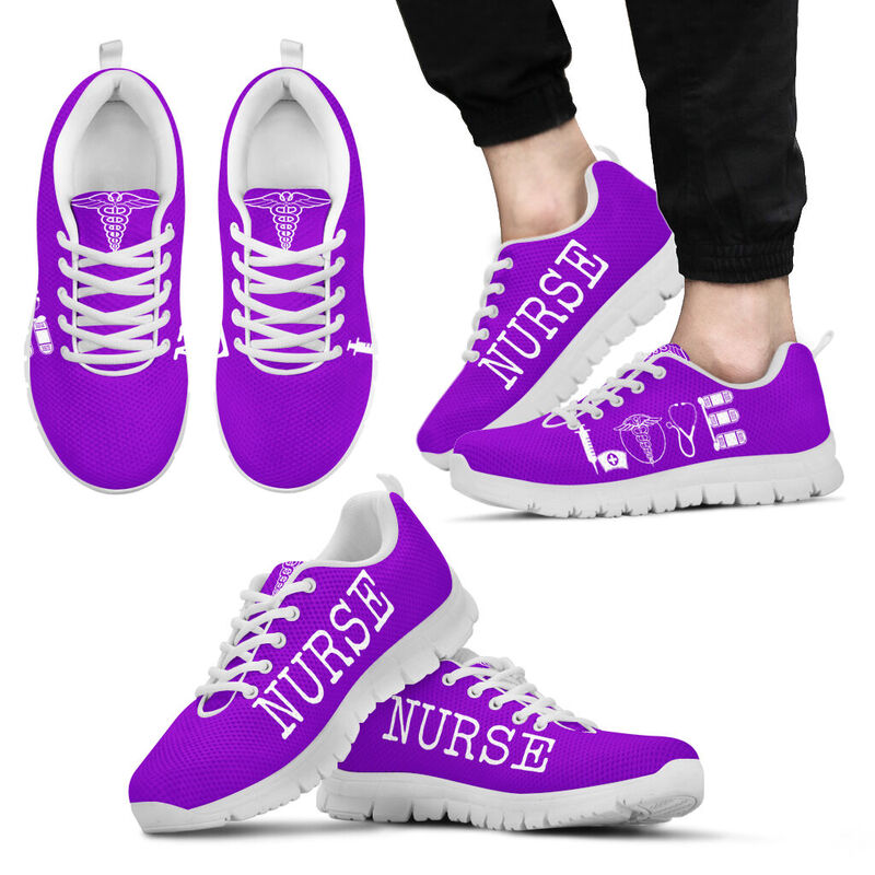 Nurse- Love All Purple Sneakers, Running Shoes, Shoes For Women, Shoes For Men, Custom Shoes- Love Sneakers