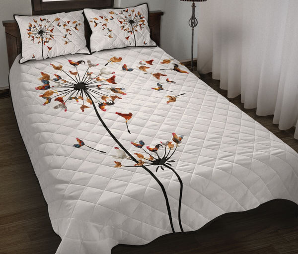 Chicken Dandelion Quilt Bed Set - Love Quilt Bedding Set