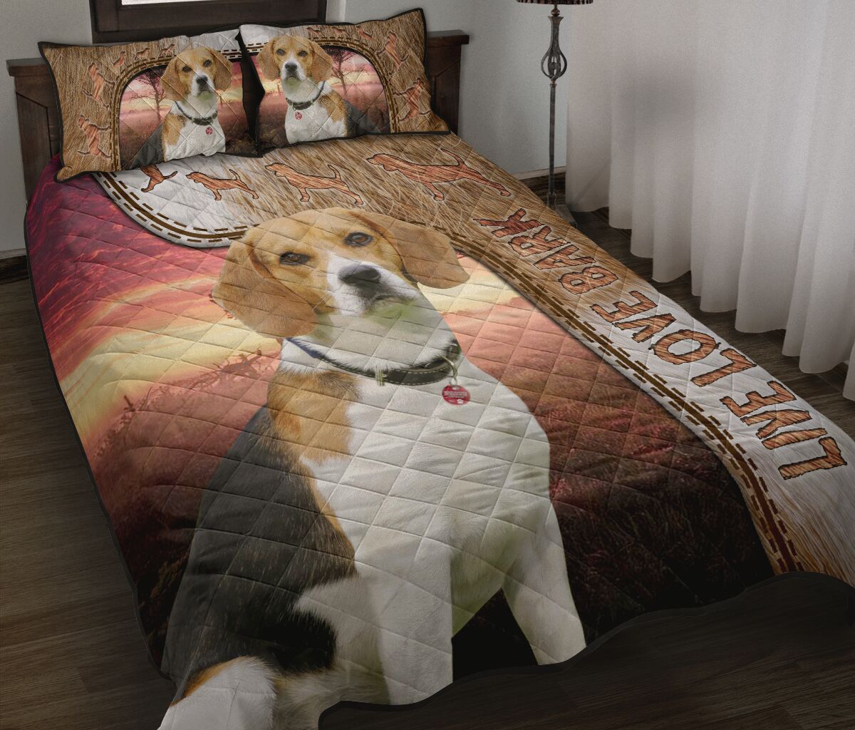 Live Love Bark Beagle - Bed Set - Love Quilt Bedding Set