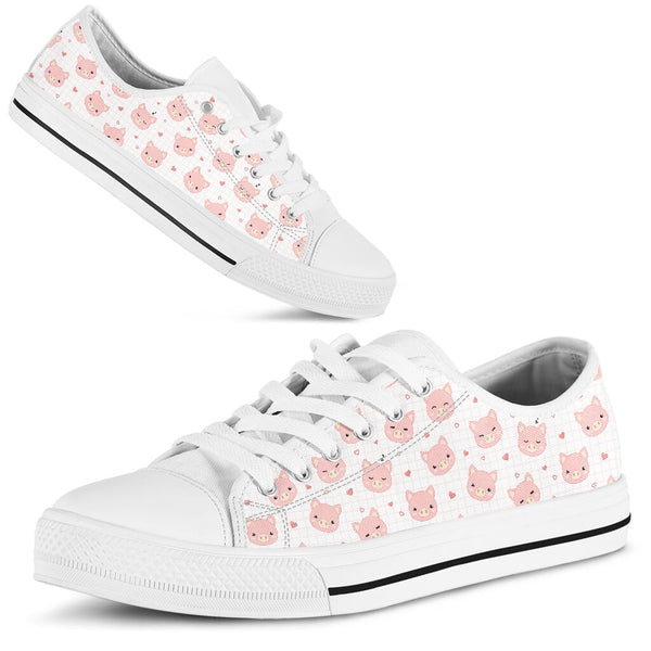 Pig Pink Lovely Heart Low Top Shoes