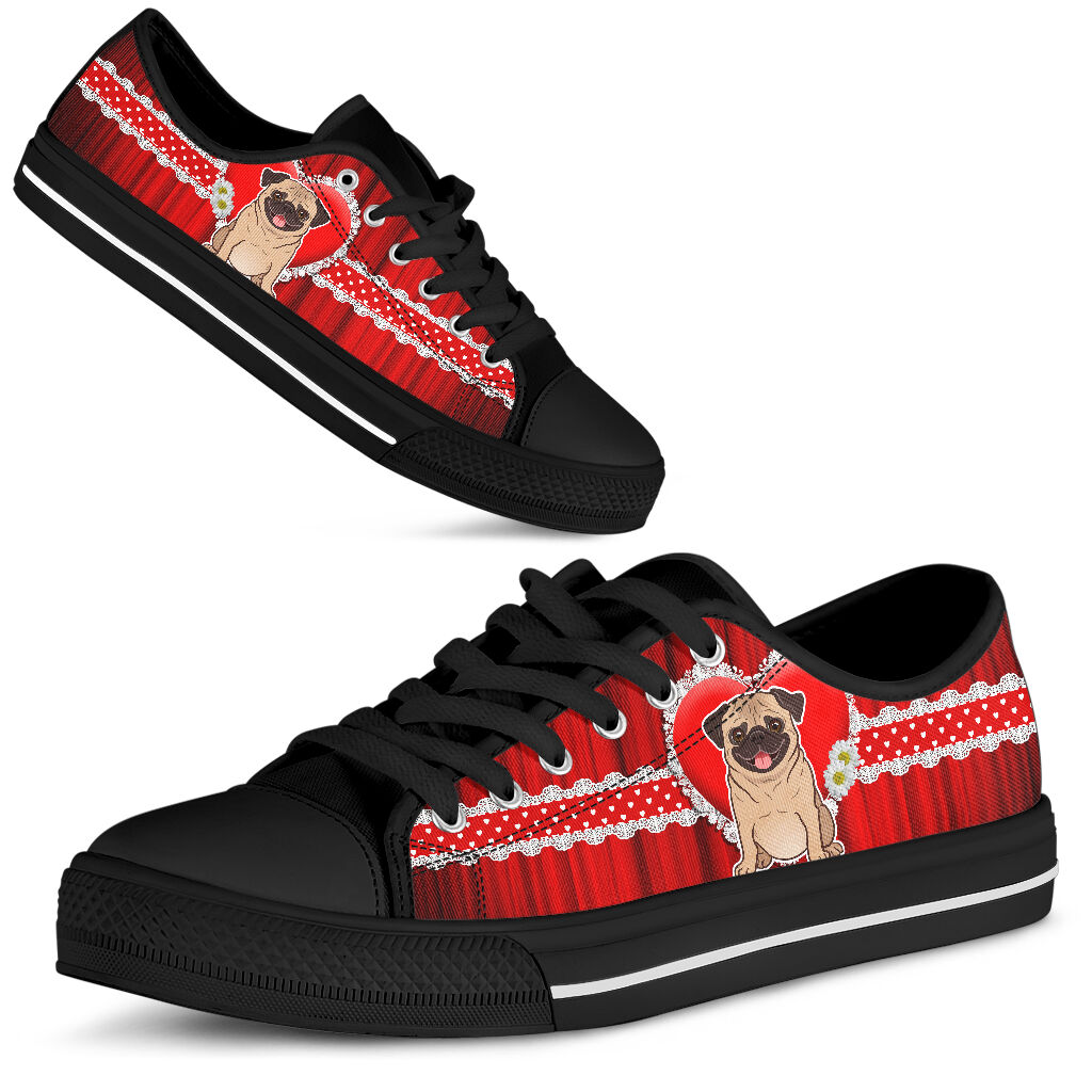 Pug Ribbon - Low Top Shoe - Love Love Top Shoes