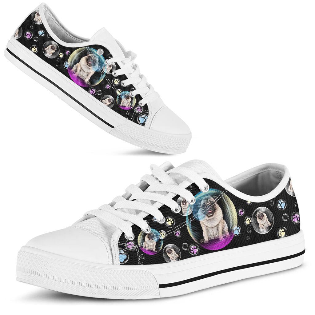 Pug Fly On Bubble - Low Top Shoe - Love Love Top Shoes