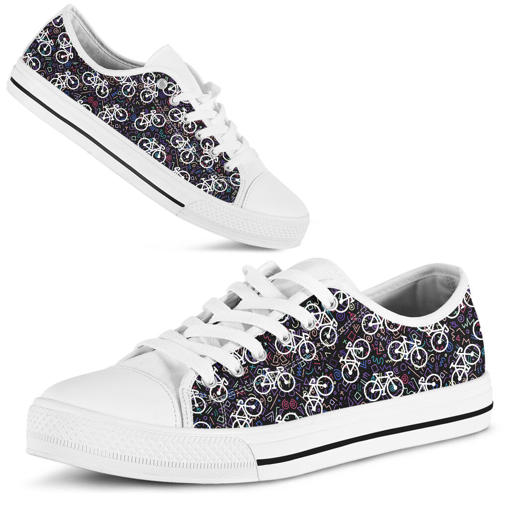 Cycling Pattern Black - Low Top Shoe - Love Low Top Shoes