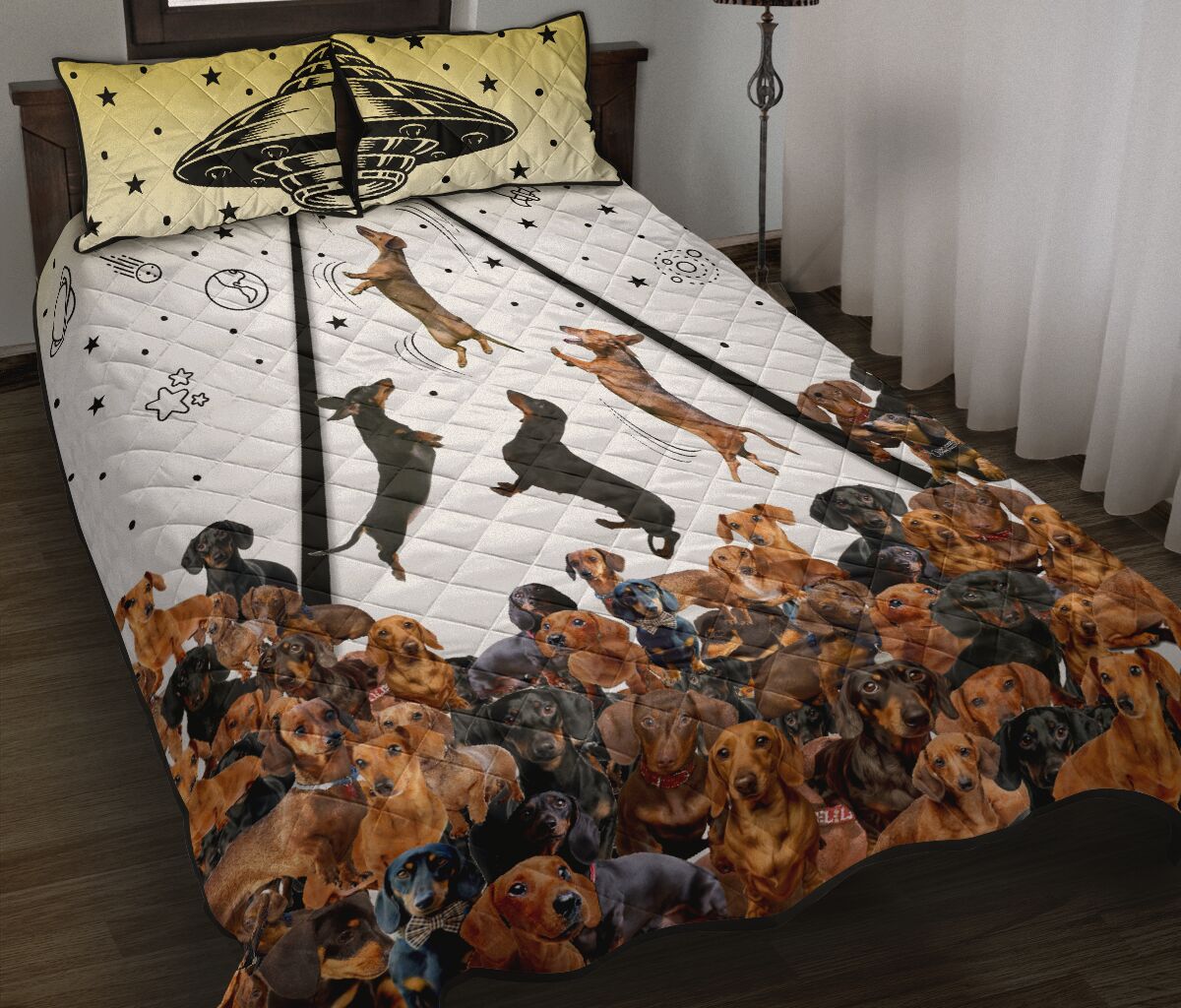 Dachshund Ufo Spaceship - Bed Set - Love Quilt Bedding Set