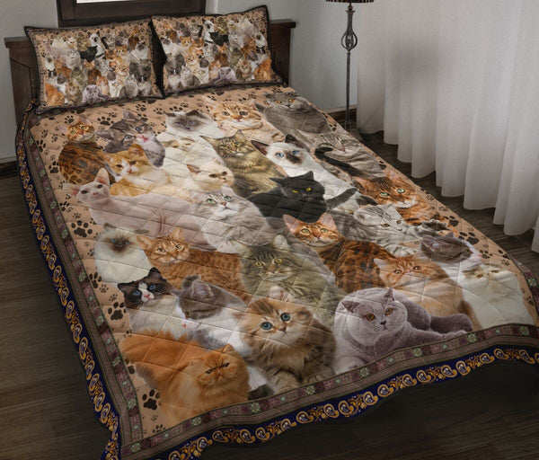 Cat Quilt Bed Set 85 - Love Quilt Bedding Set