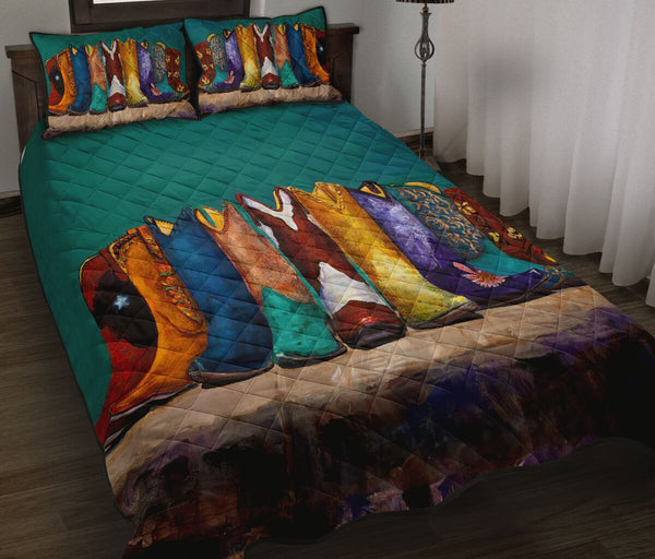 Cowboy Farm Shoes Combo Quilt Bed Set - Love Quilt Bedding Set