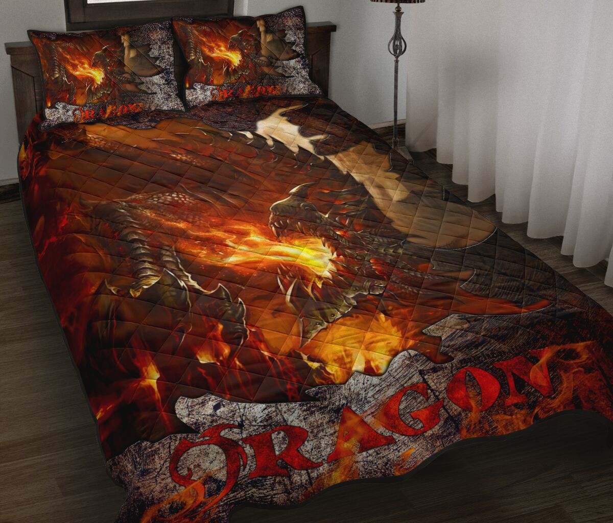 Dragon Art Quilt Bed Set - Love Quilt Bedding Set