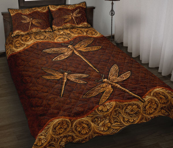 Dragonfly Sculpture Quilt Bed Set - Love Quilt Bedding Set