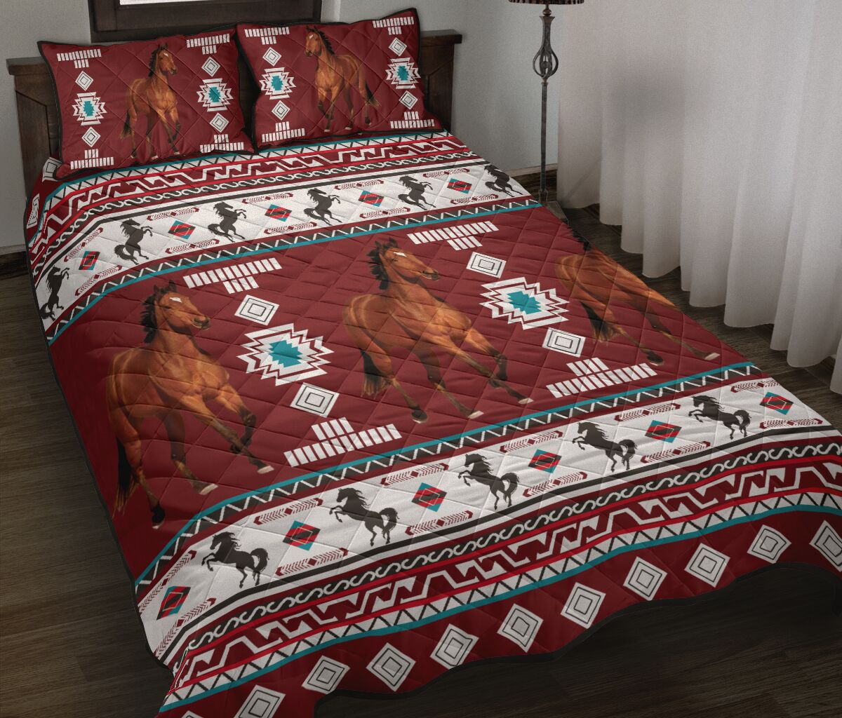 Horse Boho Native Pattern - Quilt Bed Set - Nnd- Love Quilt Bedding Set