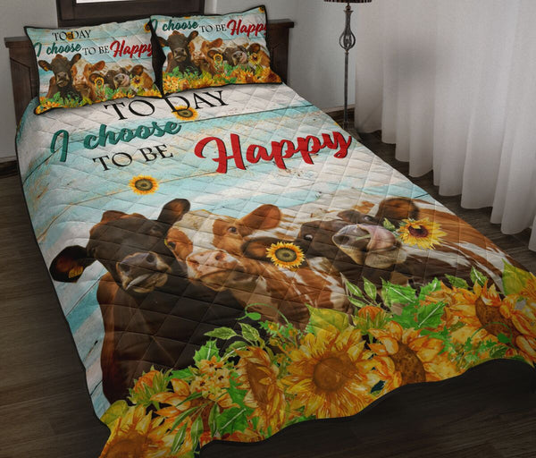 Cow Choose Happy - Bed Set - Nnl - Love Quilt Bedding Set