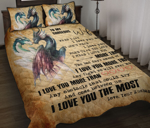 To My Gorgeous Dragon Quilt Bed Set - Love Quilt Bedding Set