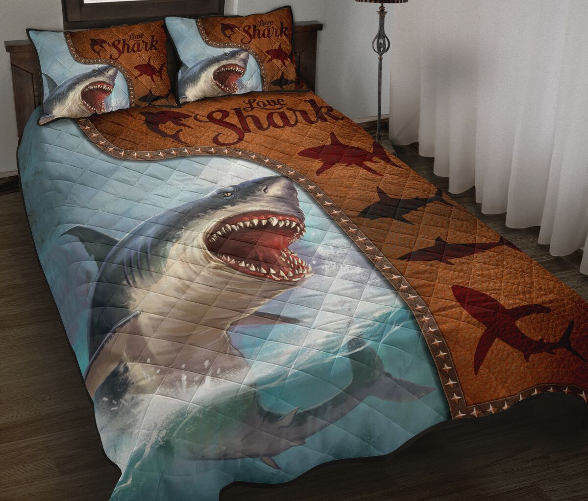 Shark Leather Style Quilt Bed Set 6- Love Quilt Bedding Set