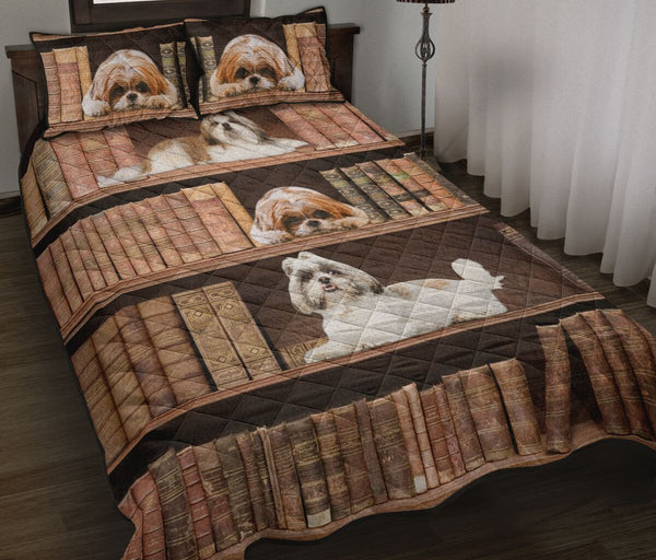 Shih Tzu Bookshelf - Bed Set - Love Quilt Bedding Set