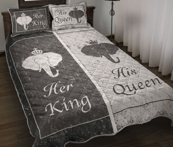 Elephant - King And Queen - Love Quilt Bedding Set