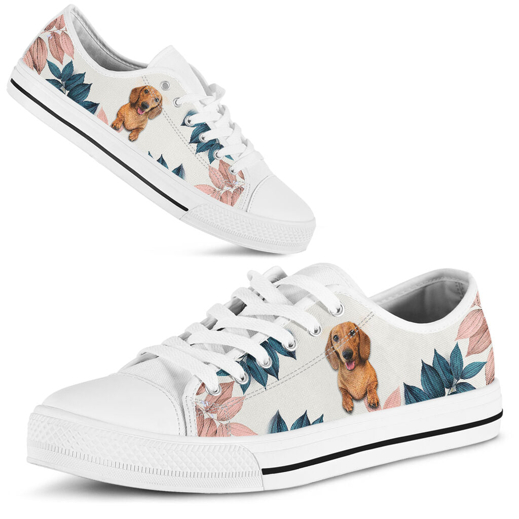 Dachshund Flower Pink - Low Top Shoe - Love Love Top Shoes