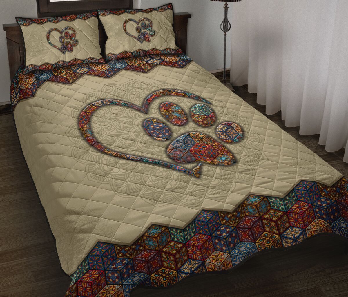 Quilt Bed Set - Mandala - Paw Heart 87 - Love Quilt Bedding Set