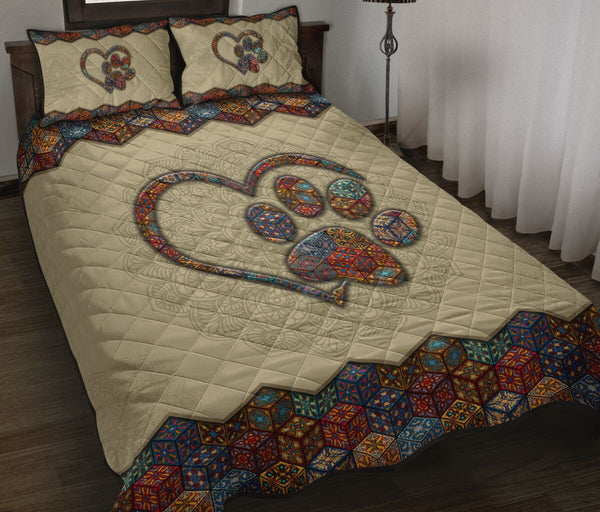 Quilt Bed Set - Mandala - Paw Heart 87 - Love Quilt Bedding Set