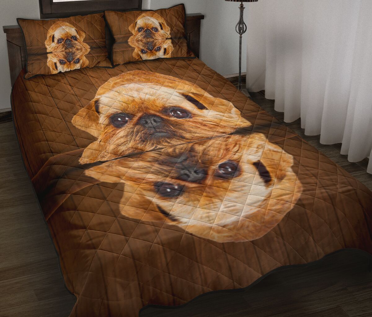 Griffon Brussels Dog Quilt Bed Set- Love Quilt Bedding Set
