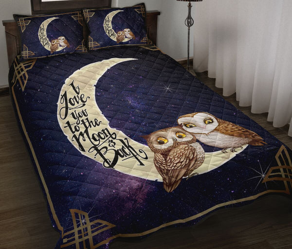 Owl I Love You To The Moon And Back Quilt Bed Set - Love Quilt Bedding Set