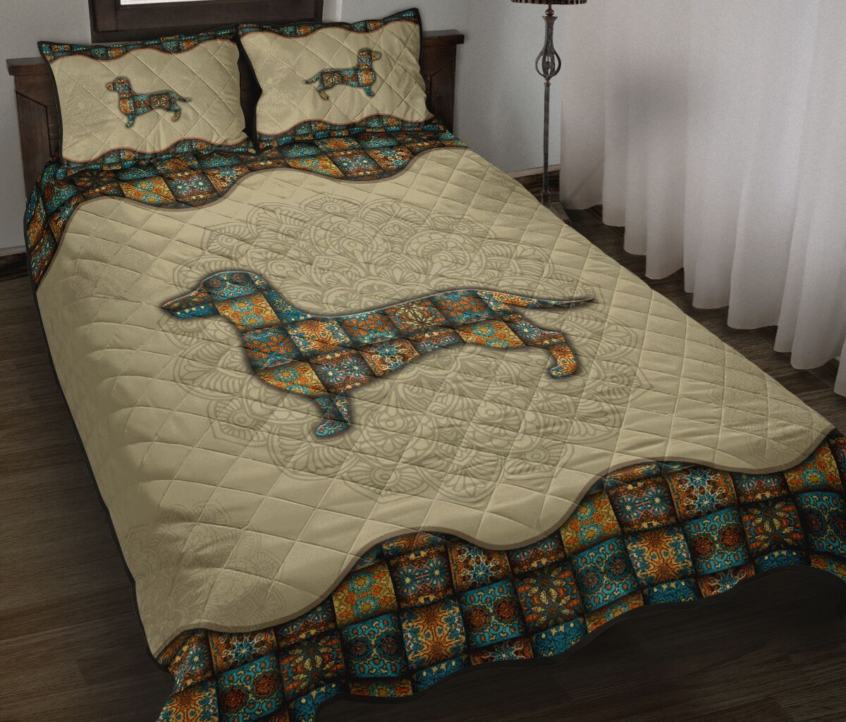 Quilt Bed Set - Mandala - Dachshund 47 - Love Quilt Bedding Set
