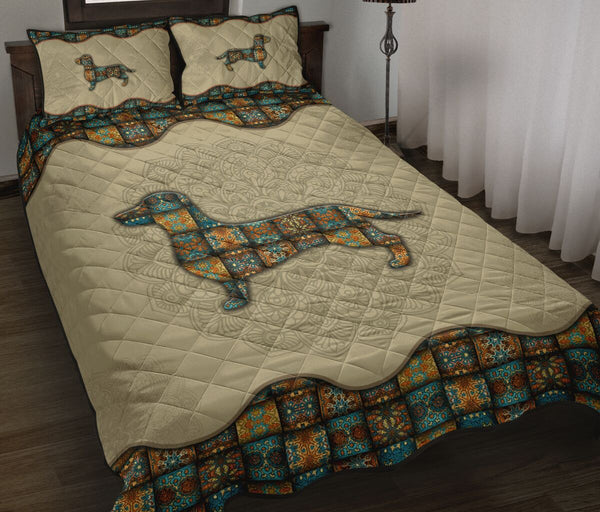Quilt Bed Set - Mandala - Dachshund 47 - Love Quilt Bedding Set