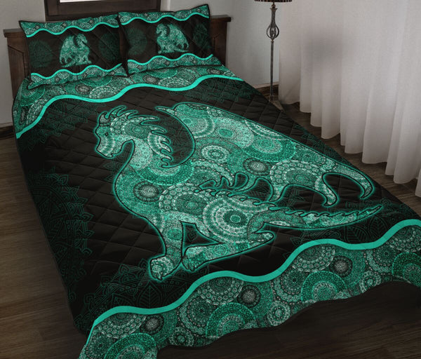 Quilt Bed Set - Turquoise Dragon 28 - Love Quilt Bedding Set