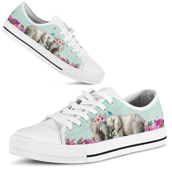 Elephant Flower Butterfly Low Top  Shoes