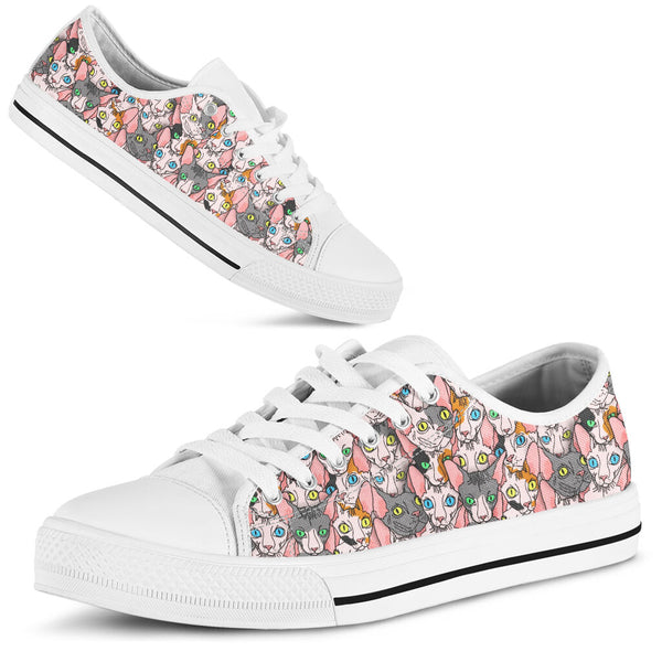 Sphynx Cat Face Art Watercolor Low Top Shoes