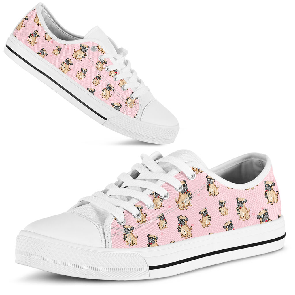 Pug Cute Heart - Low Top Shoe - Love Love Top Shoes