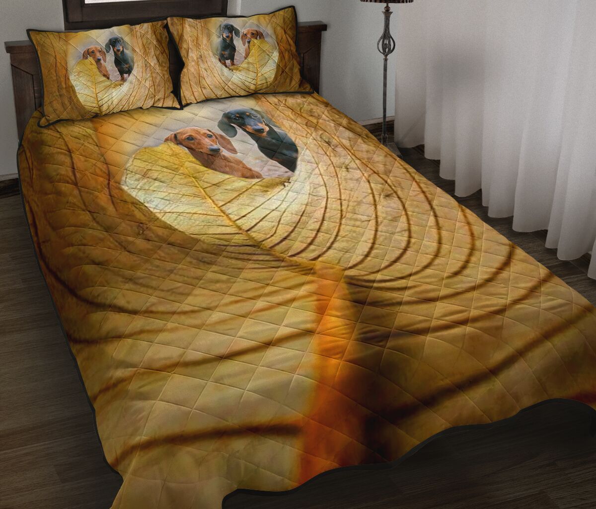 Dachshund Autumn - Quilt Bed Set - Love Quilt Bedding Set