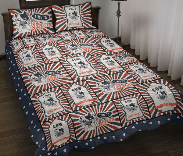 Cow Baby Cartoon - Quilt Bed Set - Love Quilt Bedding Set