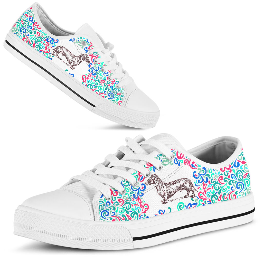 Dachshund Leafy Doodle - Low Top Shoe - Love Love Top Shoes