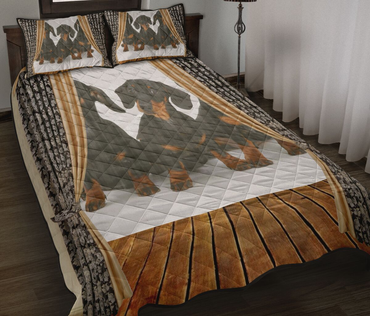 Dachshund Curtain - Bed Set - Love Quilt Bedding Set