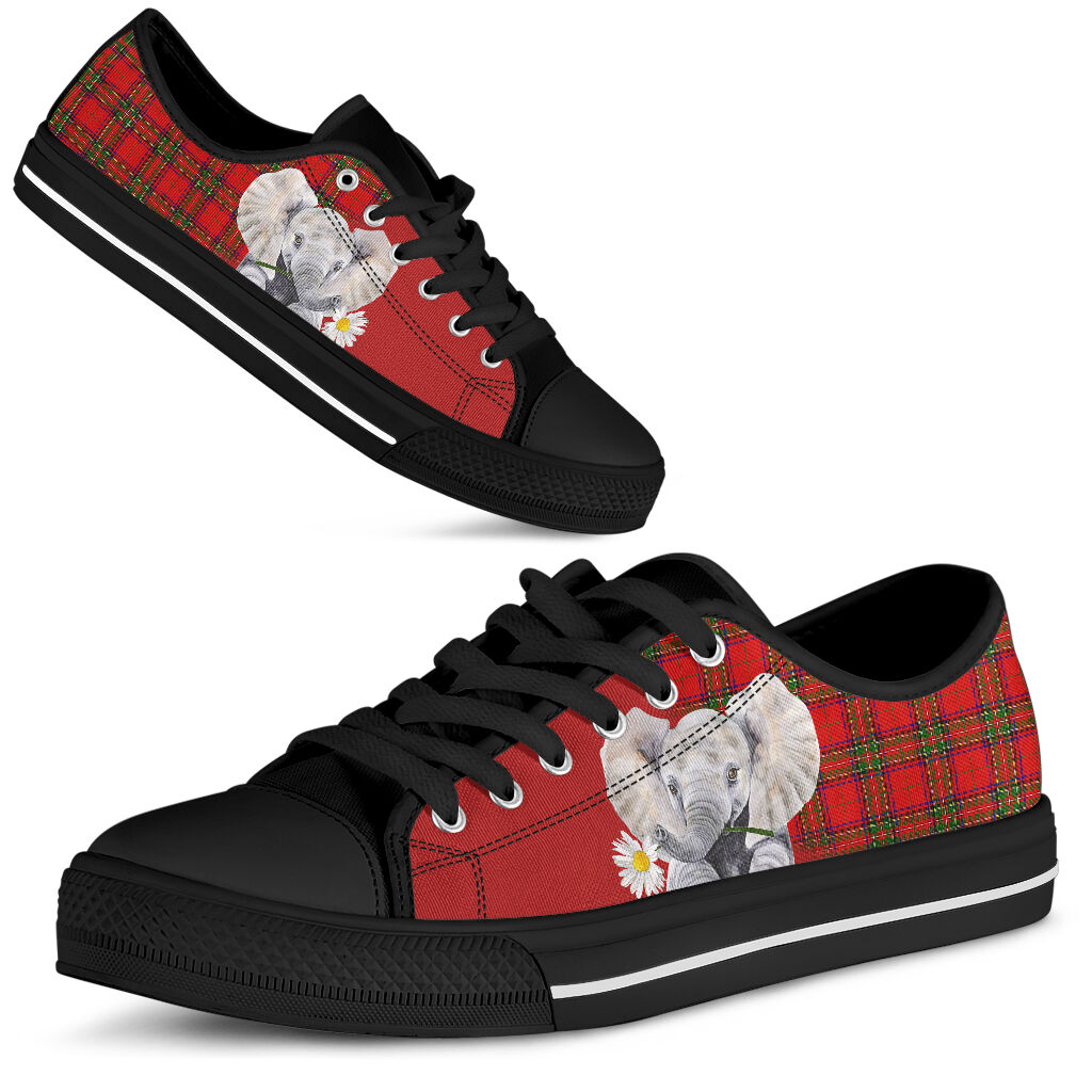 Elephant Red Plaid Low Top  Shoes