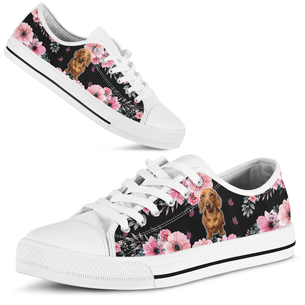 Dachshund Flower - Low Top Shoe - Love Love Top Shoes