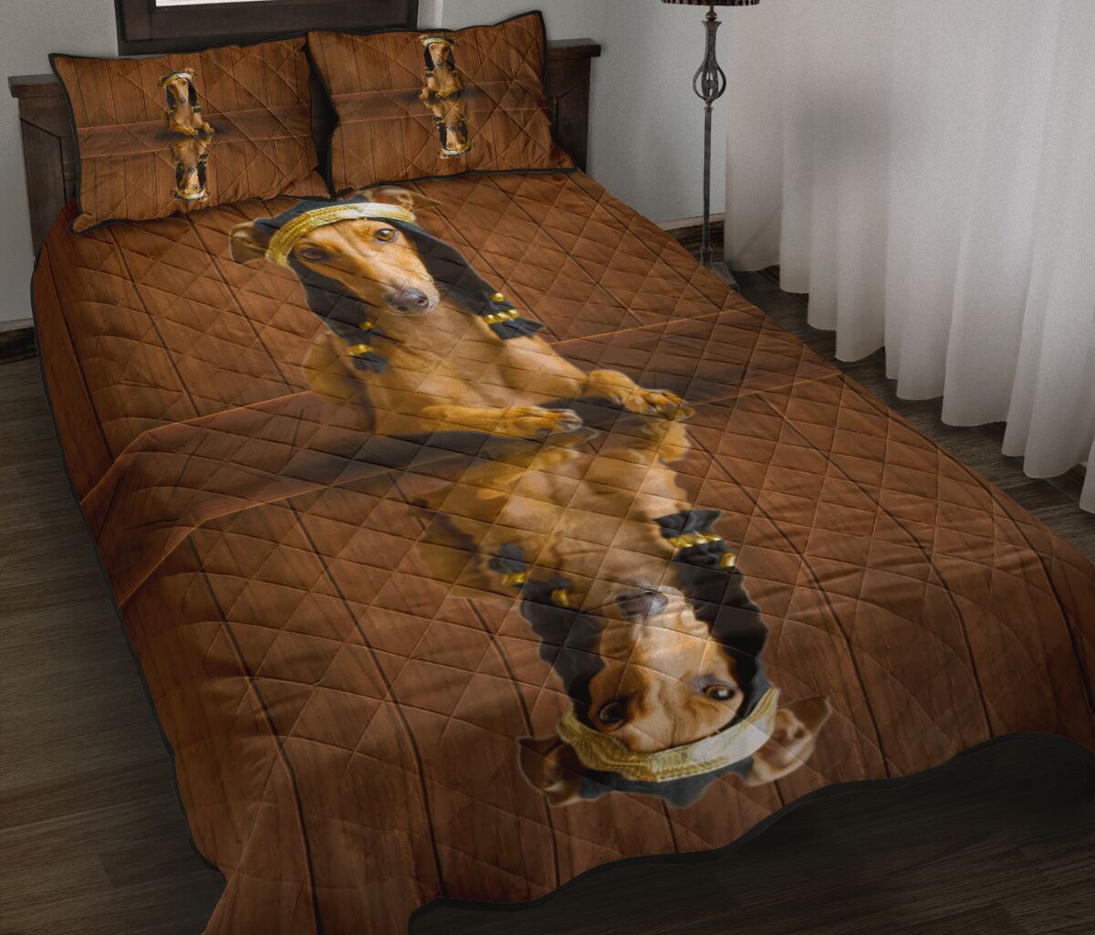 Greyhound Dog Shadow Style Quilt Bed Set - Love Quilt Bedding Set