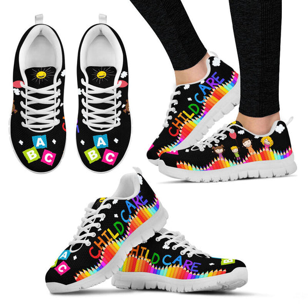 Child Care Abc Black Sole White Sneakers, Runni- Love Sneakers