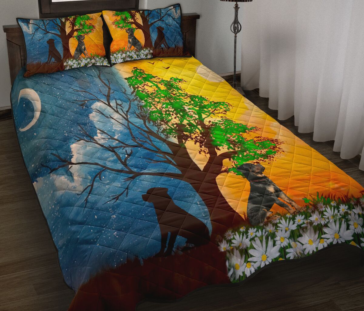 Rottweiler Moon And Sun - Quilt Bed Set - Love Quilt Bedding Set