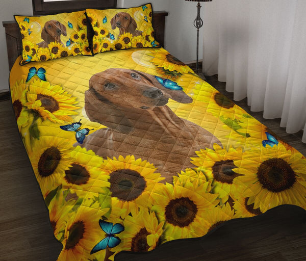 Dachshund Sunflower - Bed Set - Love Quilt Bedding Set