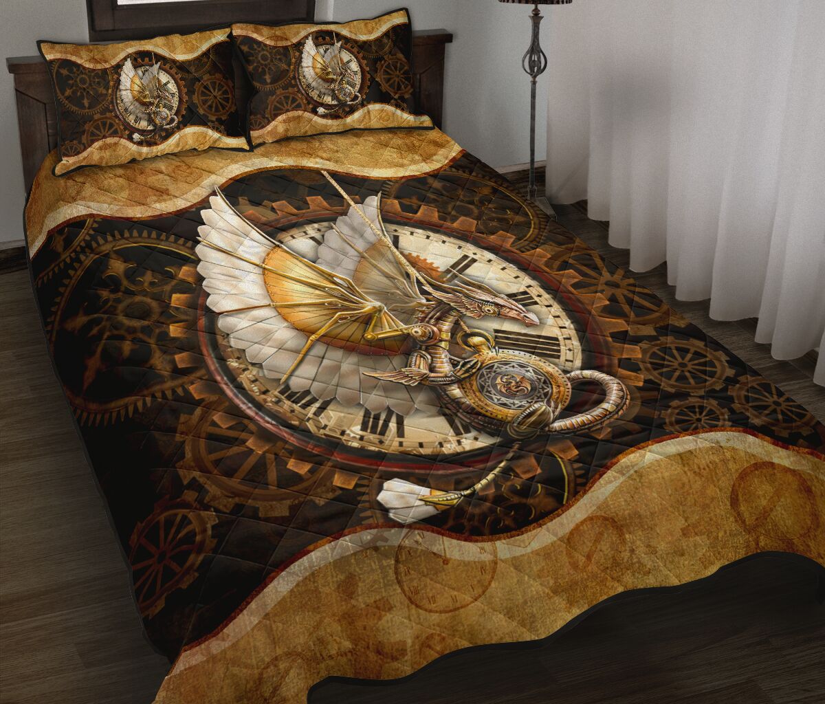 Dragon Steampunk Quilt Bed Set - Love Quilt Bedding Set