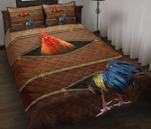 Chicken Farm Zipper Leather Quilt Bed Set - Love Quilt Bedding Set