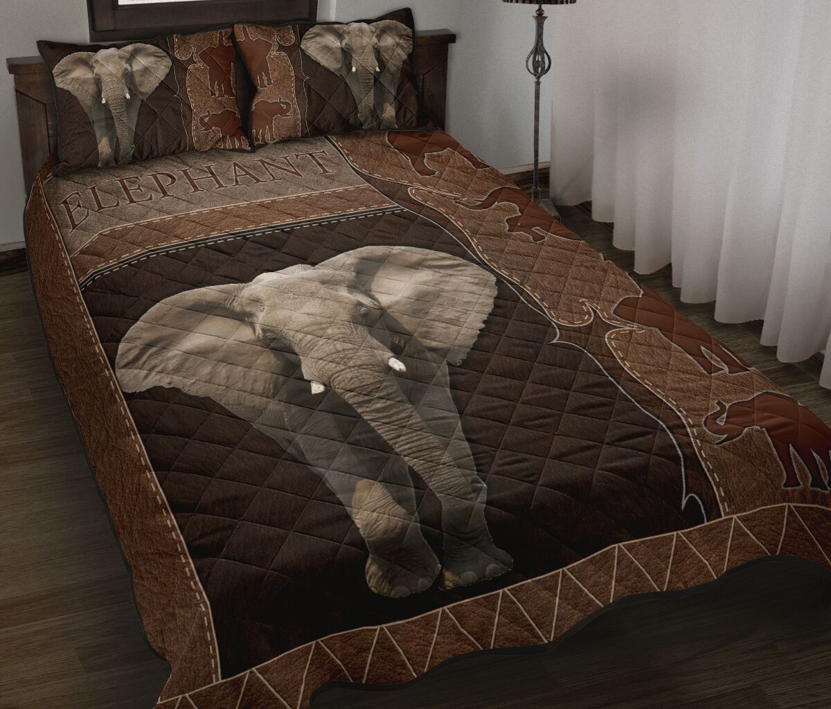 Elephant Leather Style Quilt Bed Set 9- Love Quilt Bedding Set