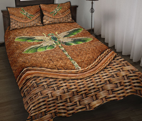 Dragonfly Bamboo Basket Style Quilt Bed Set - Love Quilt Bedding Set