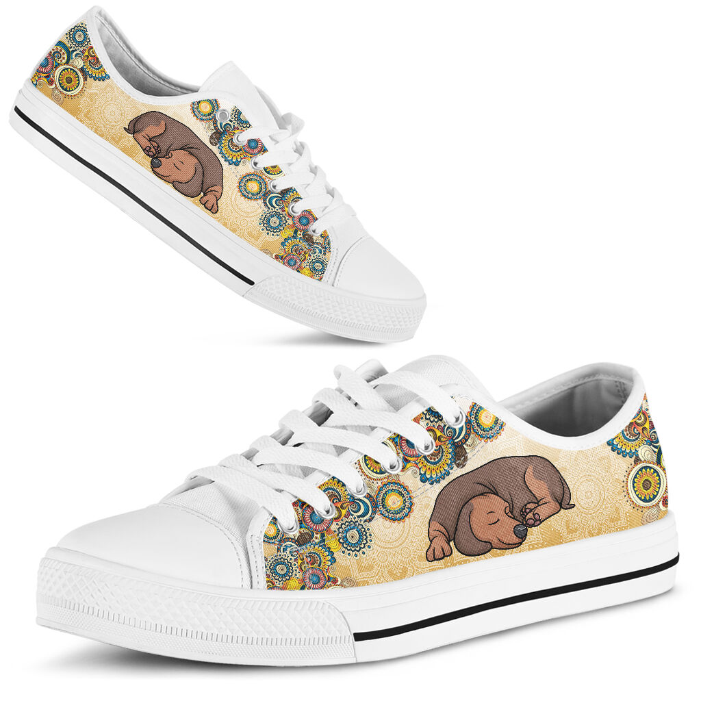 Dachshund Sleep Mandala - Low Top Shoe - Love Love Top Shoes
