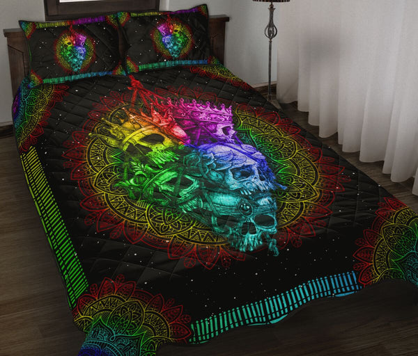 Quilt Bed Set - Colorful - Skull 78 - Love Quilt Bedding Set