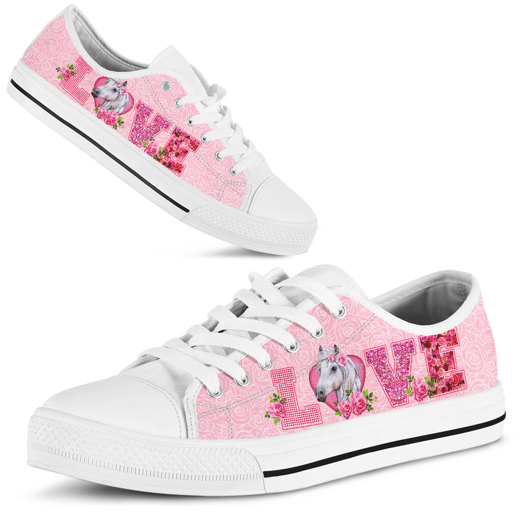 Horse Love Rose Pink Lowtop Shoes