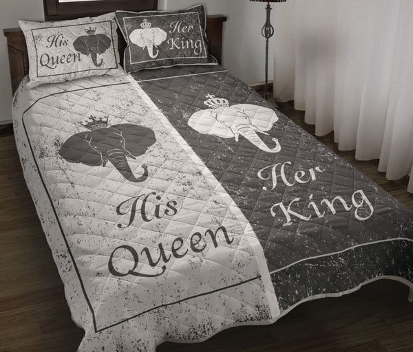 Elephant - King And Queen  - Love Quilt Bedding Set