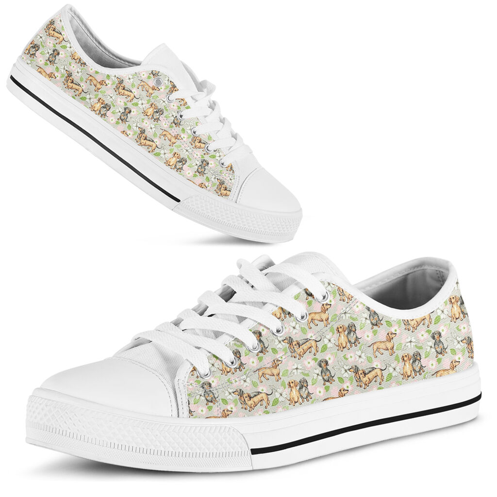 Dachshund Flower Pattern - Low Top Shoe - Love Love Top Shoes