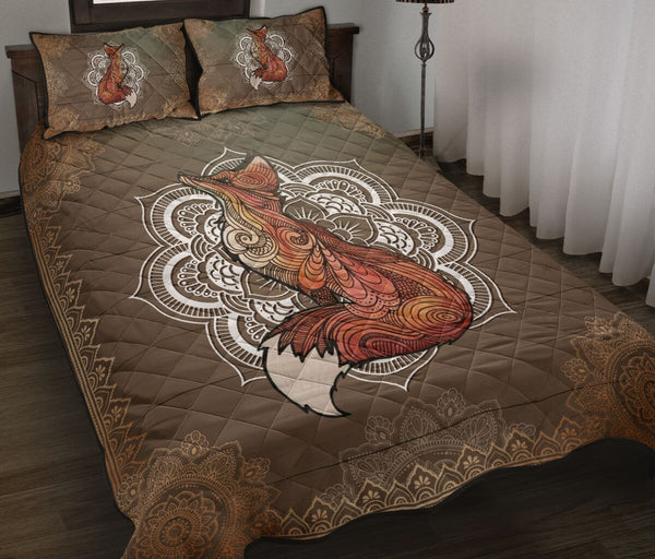 Fox Gold Mandala Style Quilt Bed Set - Love Quilt Bedding Set