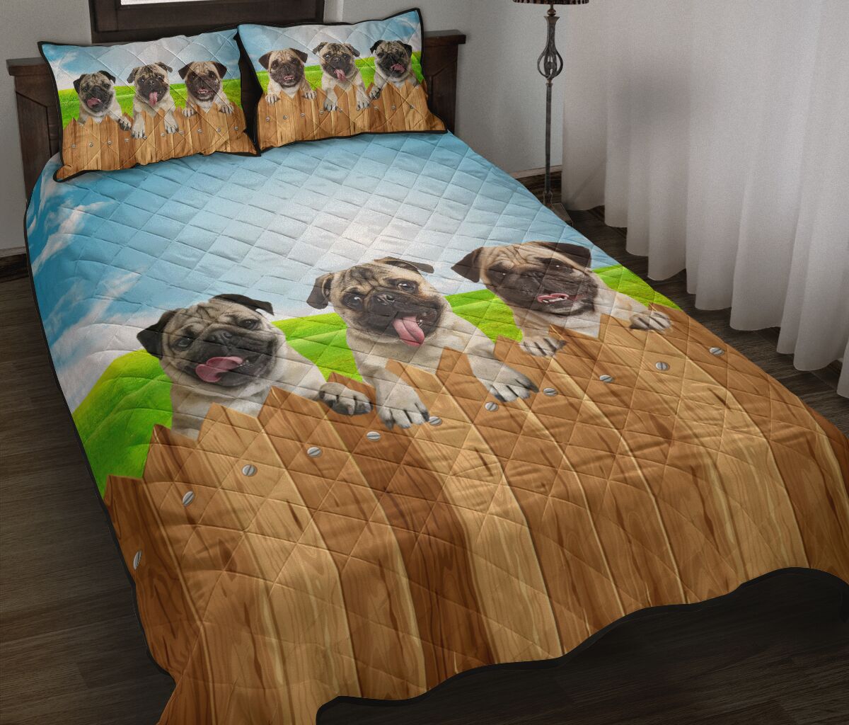 Pug Fence - Bed Set - Love Quilt Bedding Set
